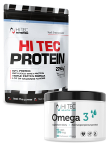 Hi Tec Protein - 2250g + Omega 3 - 60 kapsułek